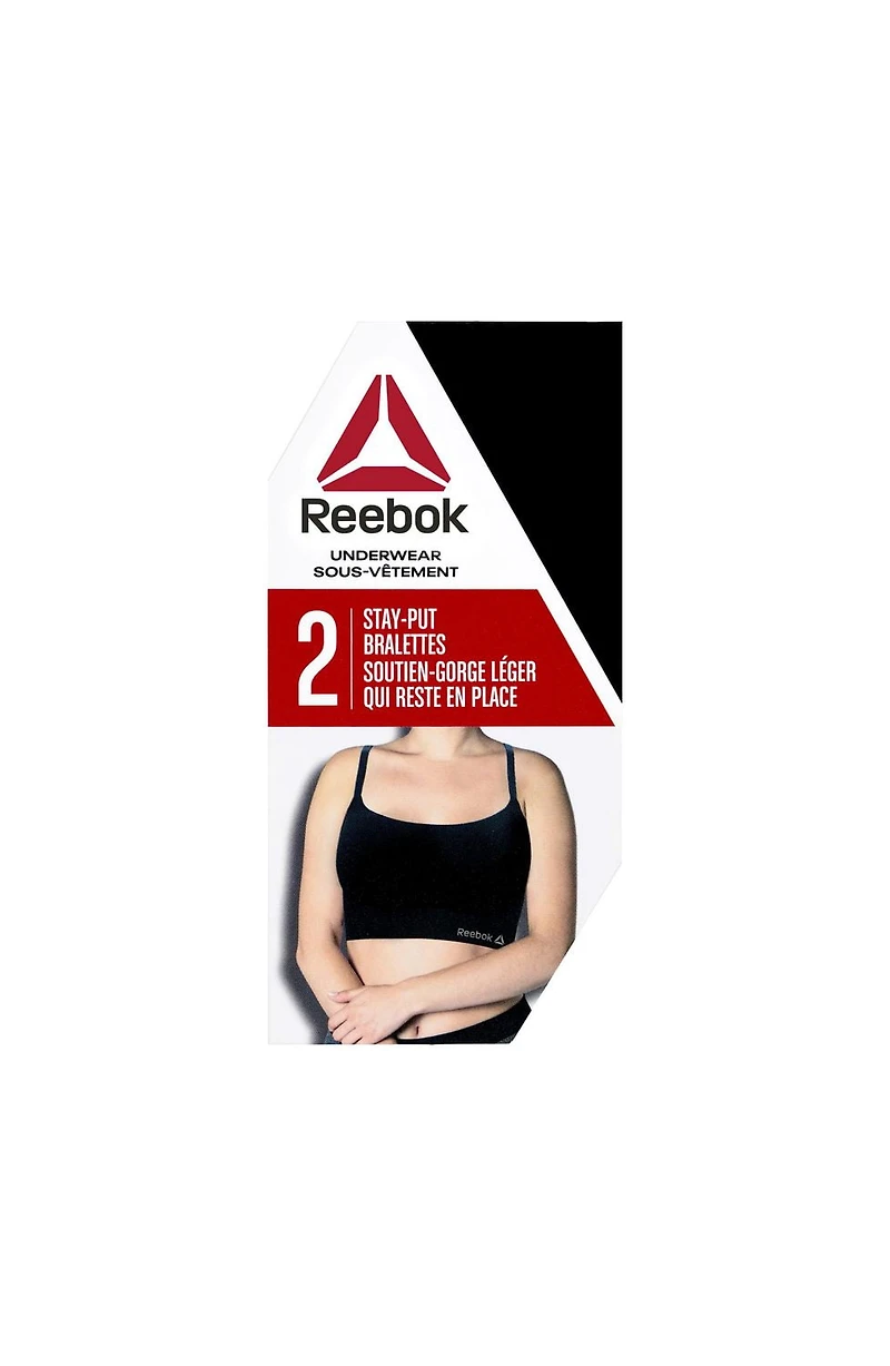 Reebok Ladies' 2 Pack Stay-Put Bralettes, Sizes S-XL