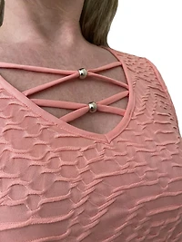 Time Square women's Jacquard Top with Neck Detail