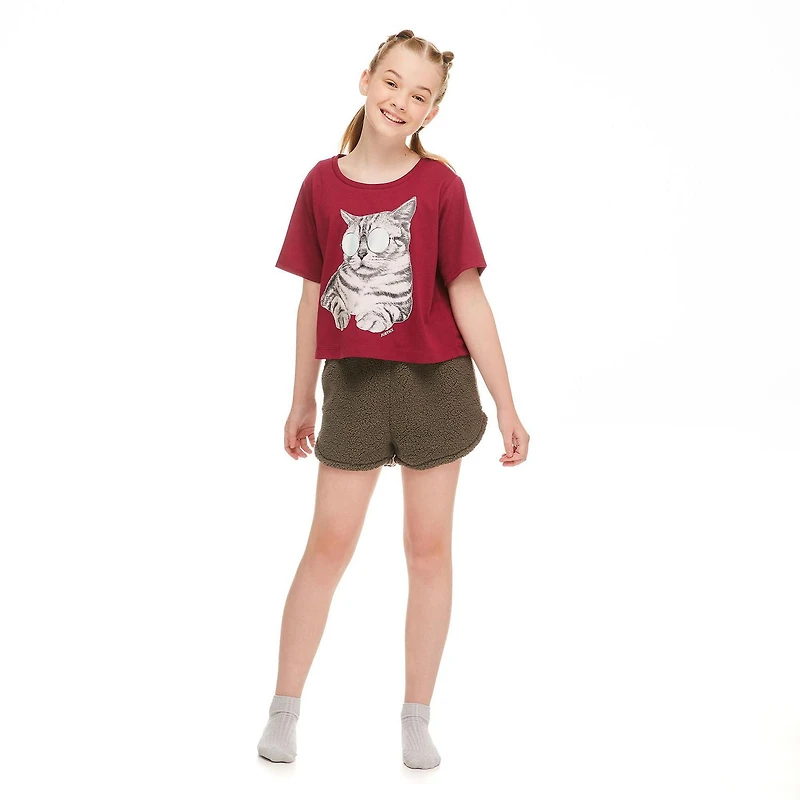 Pyjama 2 pièces avec caleçon boxer Justice pour filles