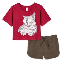 Pyjama 2 pièces avec caleçon boxer Justice pour filles