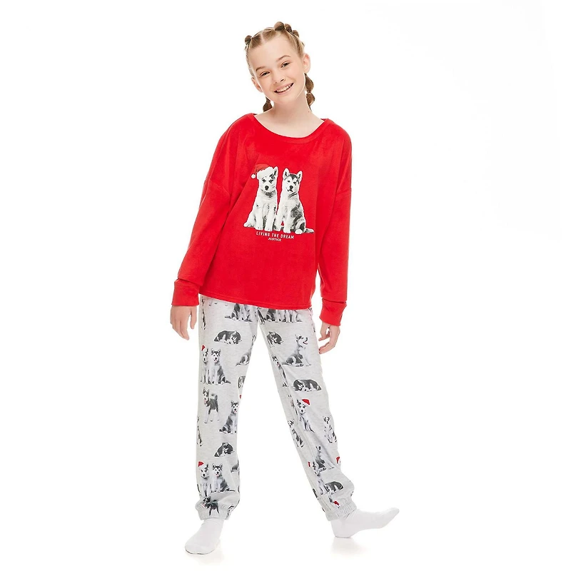 Justice Girls' Velour Fleece Pajamas 2-Piece Set