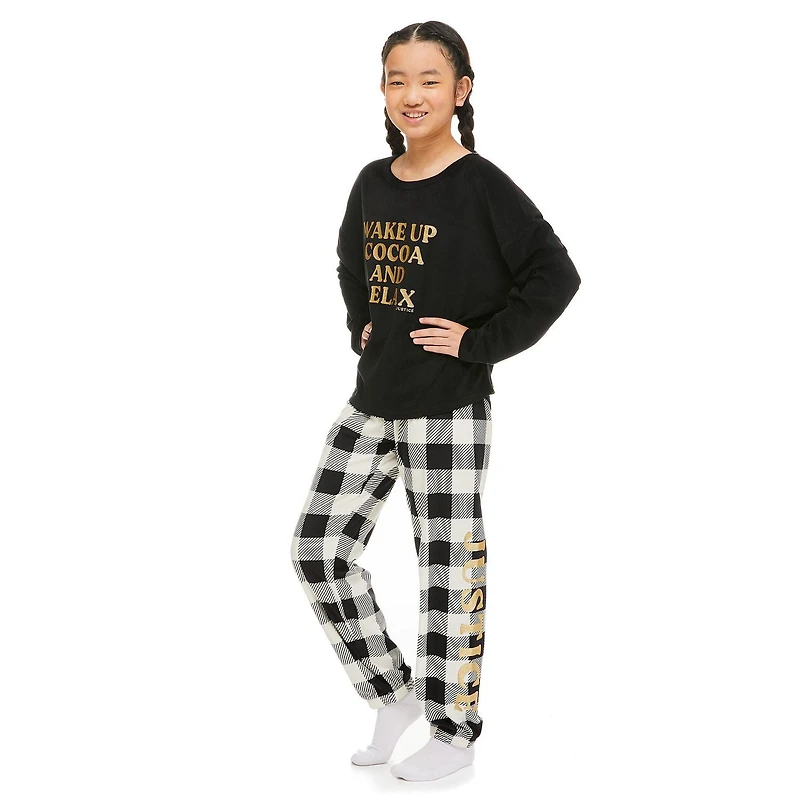 Justice Girls' Velour Fleece Pajamas 2-Piece Set