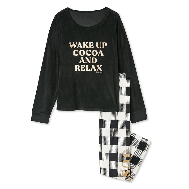Justice Girls' Velour Fleece Pajamas 2-Piece Set