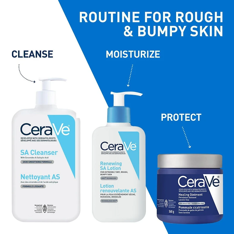 CeraVe SA Cleanser, Salicylic Acid Exfoliating Face Wash with Vitamin D and Ceramides for Rough Bumpy Skin, 237mL