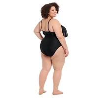 Krista Plus Women's Double Strap 1 PC Tankini W/Mesh Swim Top