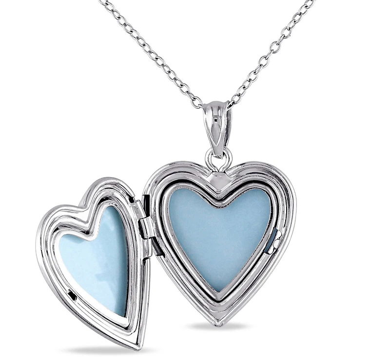 Médaillon de forme cœur gravé Asteria en argent sterling, 18 po