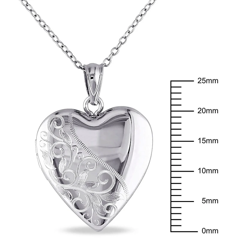 Médaillon de forme cœur gravé Asteria en argent sterling, 18 po