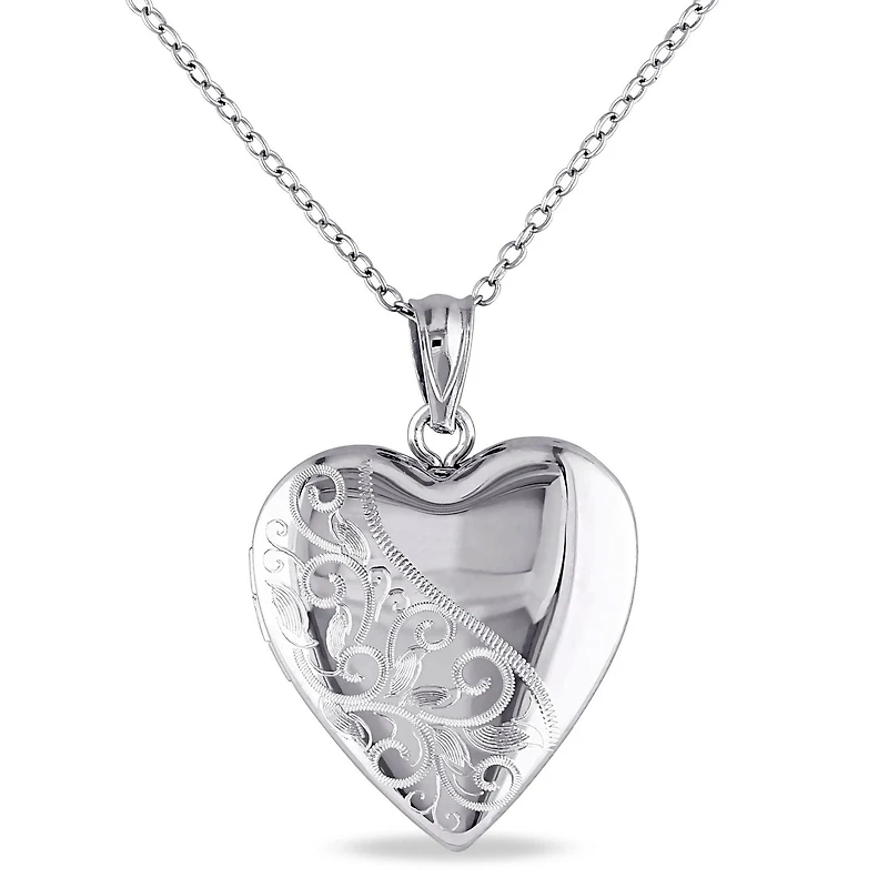Médaillon de forme cœur gravé Asteria en argent sterling, 18 po