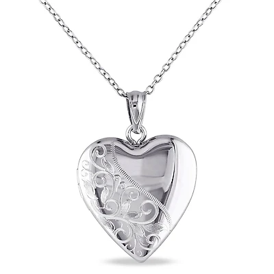 Médaillon de forme cœur gravé Asteria en argent sterling, 18 po