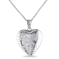 Médaillon de forme cœur gravé Asteria en argent sterling, 18 po