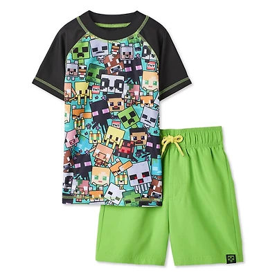 Minecraft Boys' Two Piece Rashguard Set
