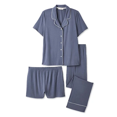 Como Blu Women's Three Piece Pajama Set