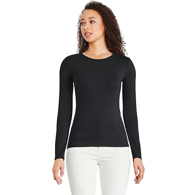 T-shirt ajusté en tricot côtelé avec manches longues George pour femmes