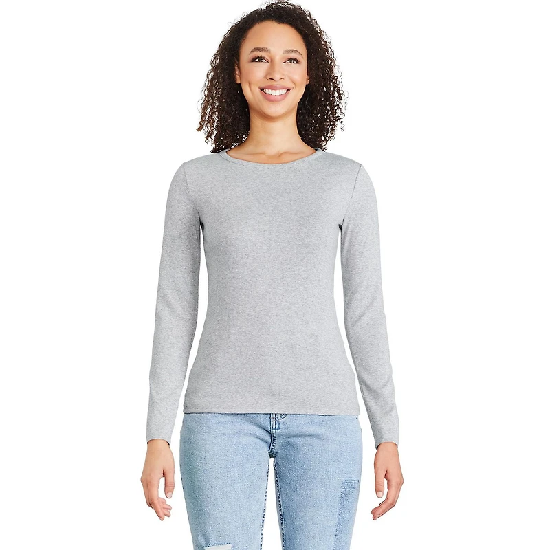 T-shirt ajusté en tricot côtelé avec manches longues George pour femmes