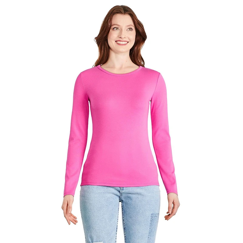 T-shirt ajusté en tricot côtelé avec manches longues George pour femmes