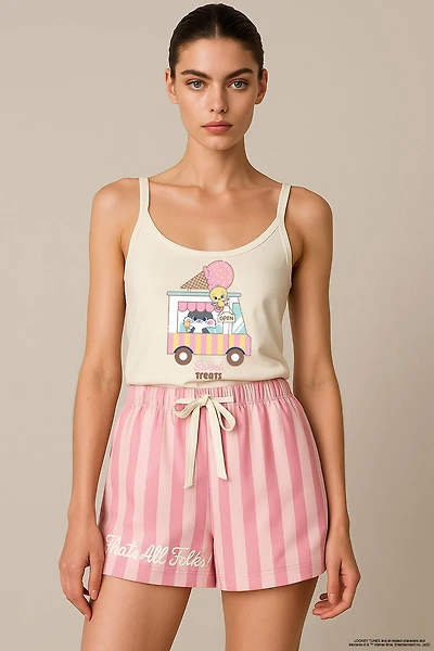 Looney Tunes Women's Tweety And Sylvester Sweet Treats Cami and Shorts Pajama Set - 2 Piece