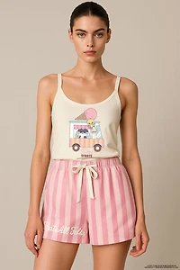 Looney Tunes Women's Tweety And Sylvester Sweet Treats Cami and Shorts Pajama Set - 2 Piece