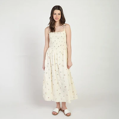 Bloom Girl, Smocked Embroidered Midi Dress, Sizes XS-XL