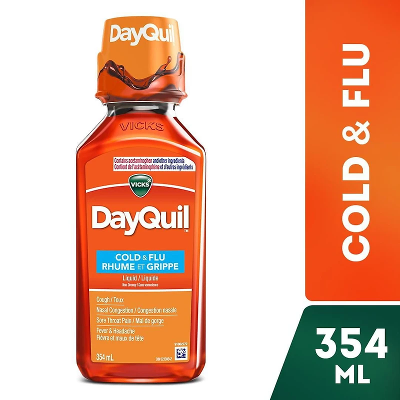 Médicament liquide DayQuil rhume et grippe 354 ml