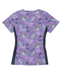 Haut d'uniform medical à imprimé Purrfectly Chill à encolure en V