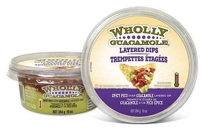 Wholly Guacamole Spicy Pico over Guacamole Dip, Spicy Pico Guacamole Dip Hot 284g