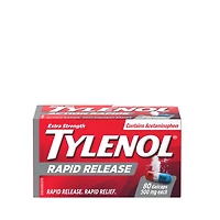 Tylenol Extra fort Action rapide en gélules à 500 mg. Soulage le mal de tête, la douleur et la fièvre 80 gélules
