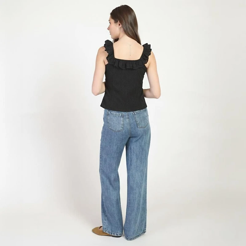 Bloom Girl, Button Front Eyelet Tank, Sizes XS-XL