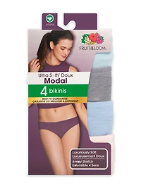Bikini en doux modal Fruit of the Loom pour femmes, paquet de 4 Taille : 5 - 8
