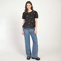 Bloom Girl, Floral Embroidered Top, Sizes XS-XL