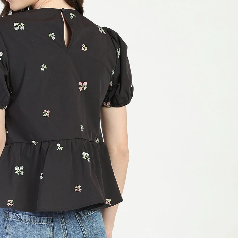 Bloom Girl, Floral Embroidered Top, Sizes XS-XL