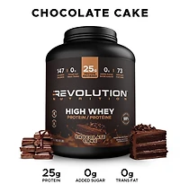Revolution Nutrition, High Whey, Poudre de Protéines 6LB, Isolat de Lactosérum, 25 g de Protéines par Dosette, 2700 g, 73 Portions, Sans Gluten, Masse Musculaire Maigre pour Hommes et Femmes, Gâteau au Chocolat (6 Livres)