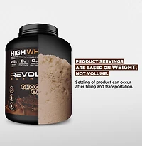 Revolution Nutrition, High Whey, Poudre de Protéines 6LB, Isolat de Lactosérum, 25 g de Protéines par Dosette, 2700 g, 73 Portions, Sans Gluten, Masse Musculaire Maigre pour Hommes et Femmes, Gâteau au Chocolat (6 Livres)