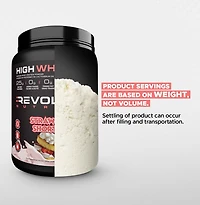 Revolution Nutrition, High Whey, Poudre de Protéines 2LB, 25 g de Protéines par Dosette, 908 g, 24 Portions, Sans Gluten, Masse Musculaire Maigre pour Hommes et Femmes, Shortcake à la Fraise (2 Livres)
