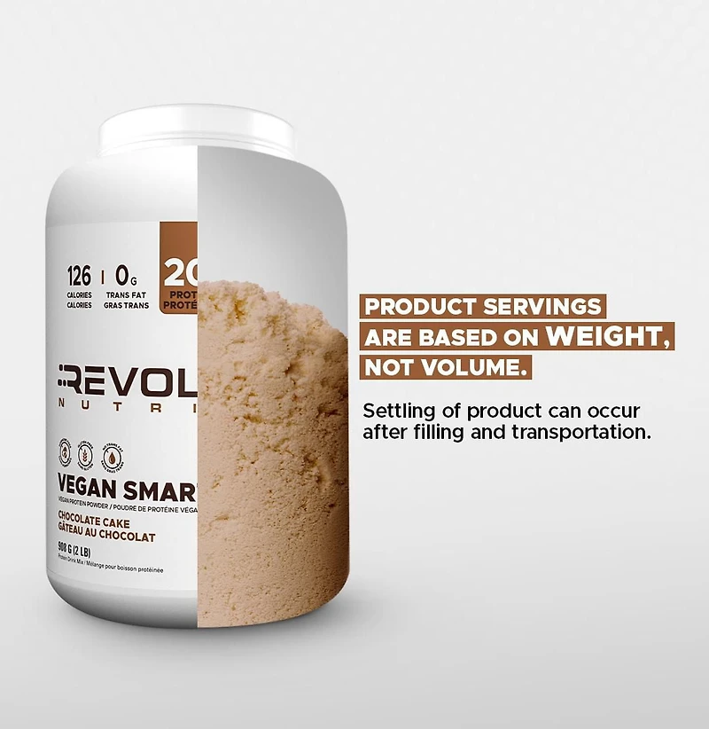 Revolution Nutrition, Vegan Smart, Vegan Protein Powder, 20g Of Protein Per Scoop, 908g, 26 Servings, Dairy Free, Plant Based, Sugar Free, Soy Free, Keto Friendly, For Men & Women, Chocolate Cake (2 Pounds)