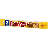 COFFEE CRISP Mega Wafer Bars, 2 bars in 1 pack, Layers of coffee crème and crispy wafers in a chocolatey coating, Prepared in Canada, Natural flavours, 75 g