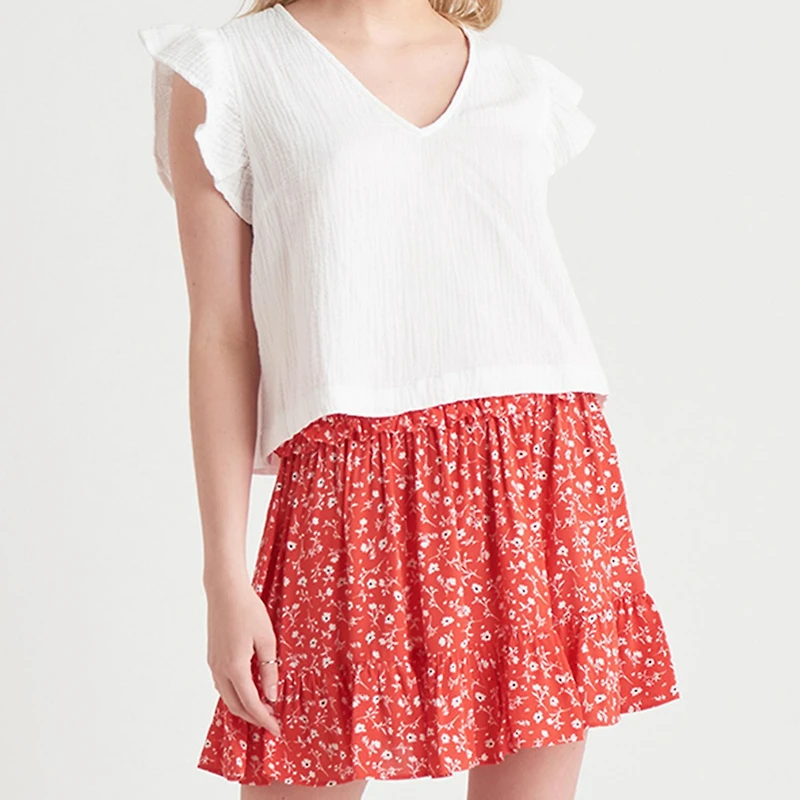 Devoted, Flutter Sleeve Textured Top, Sizes XS-XL