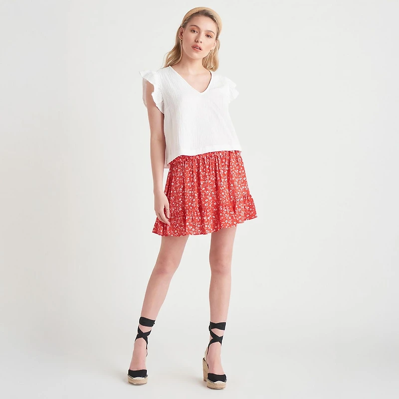 Devoted, Flutter Sleeve Textured Top, Sizes XS-XL