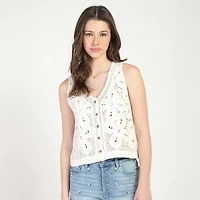 Bloom Girl, Button Front Crochet Vest, Sizes XS-XL
