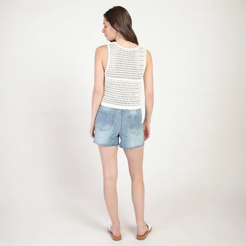 Bloom Girl, Button Front Crochet Vest, Sizes XS-XL