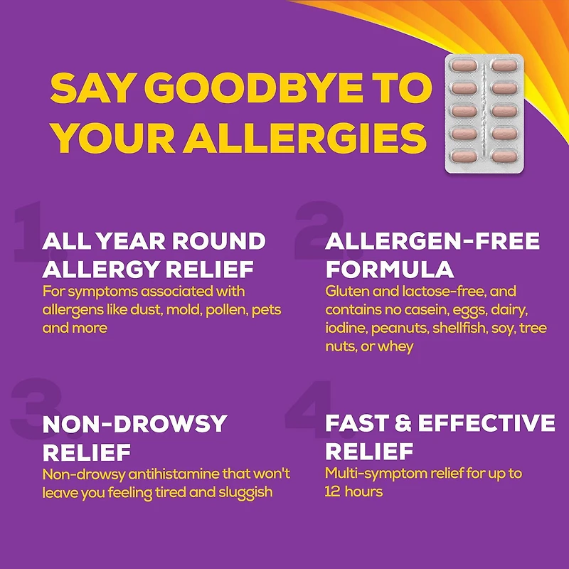 Allegra 12 heures, médicament contre les allergies, sans somnolence, rapide et efficace, soulage les éternuements, les larmoiements et les picotements de la gorge, 60 mg de chlorhydrate de fexofénadine, 36 comprimés 36 comprimés