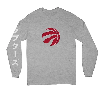 T-shirt gris chiné sport à manches longues de la NBA japonaise des Raptors de Toronto
