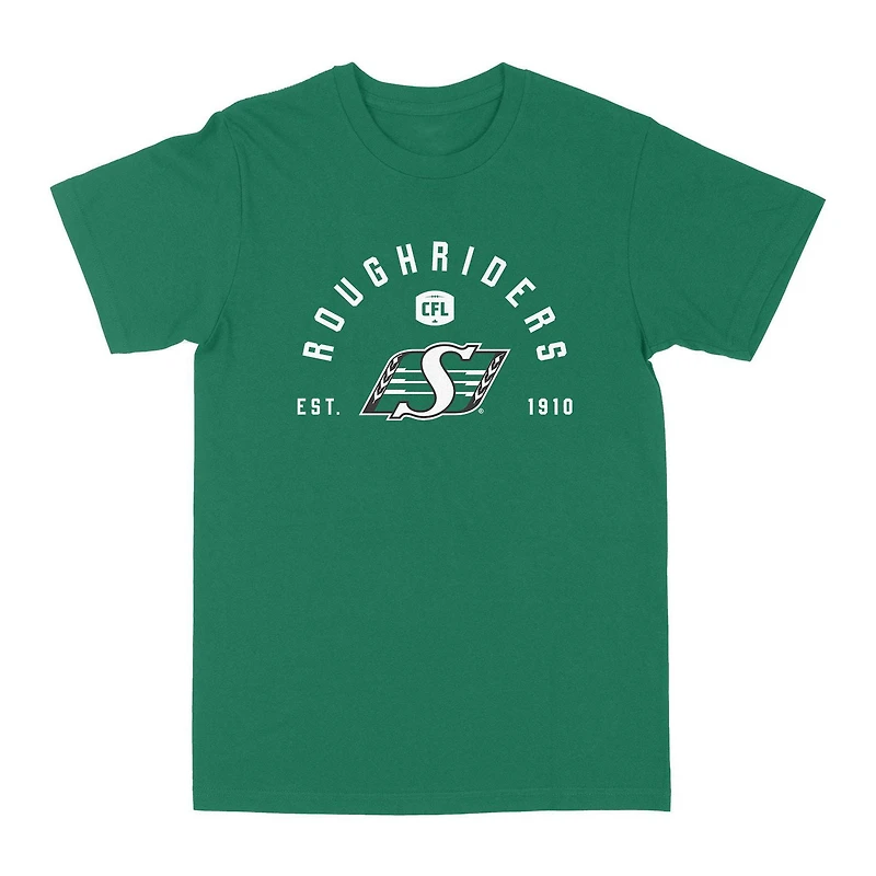 T-shirt à manches courtes vert Kelly des Roughriders de la Saskatchewan EST CFL