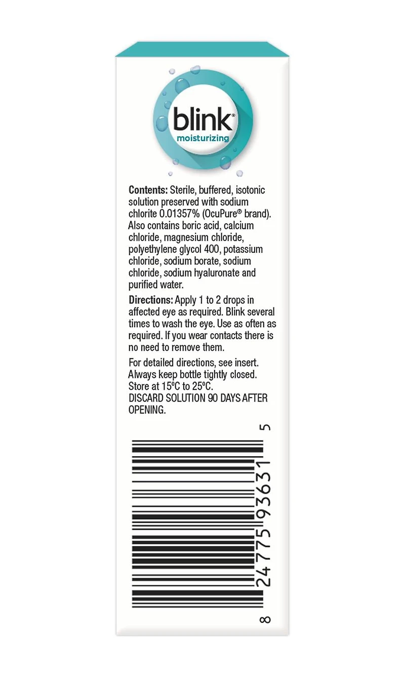 Blink Moisturizing Lubricant Eye Drops Value Pack, 30 mL