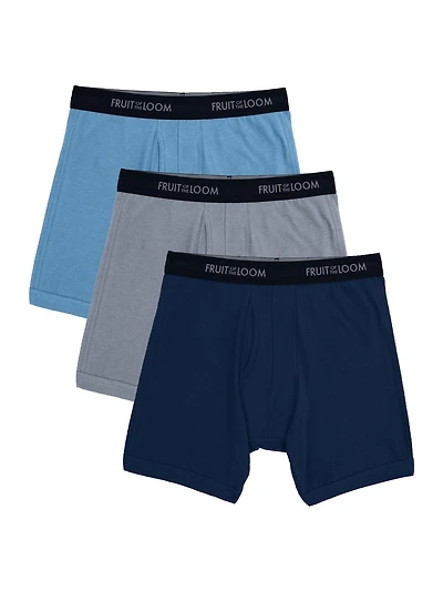 Men's Breathable Cotton Mesh Boxer Brief Underwear, Assorted 3 pack