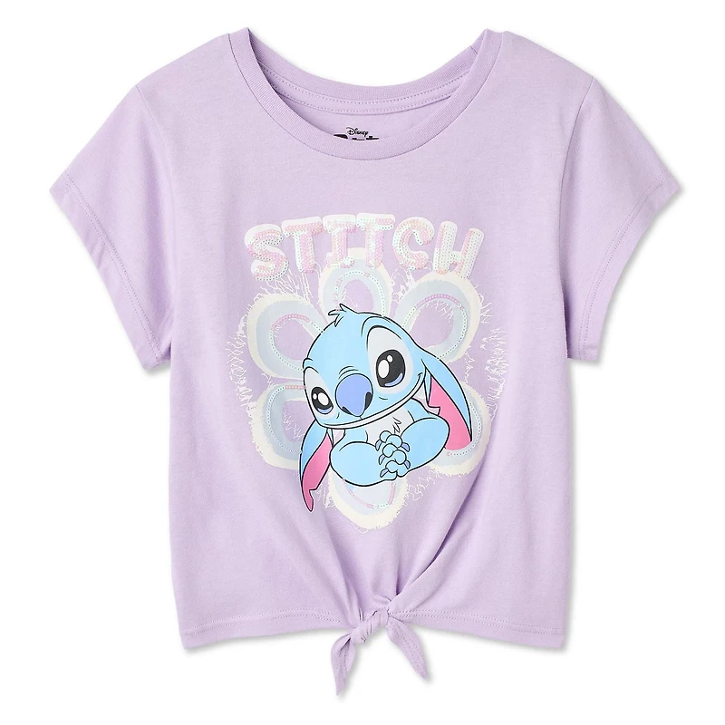 Disney Girls' Stitch Front Knot T-Shirt