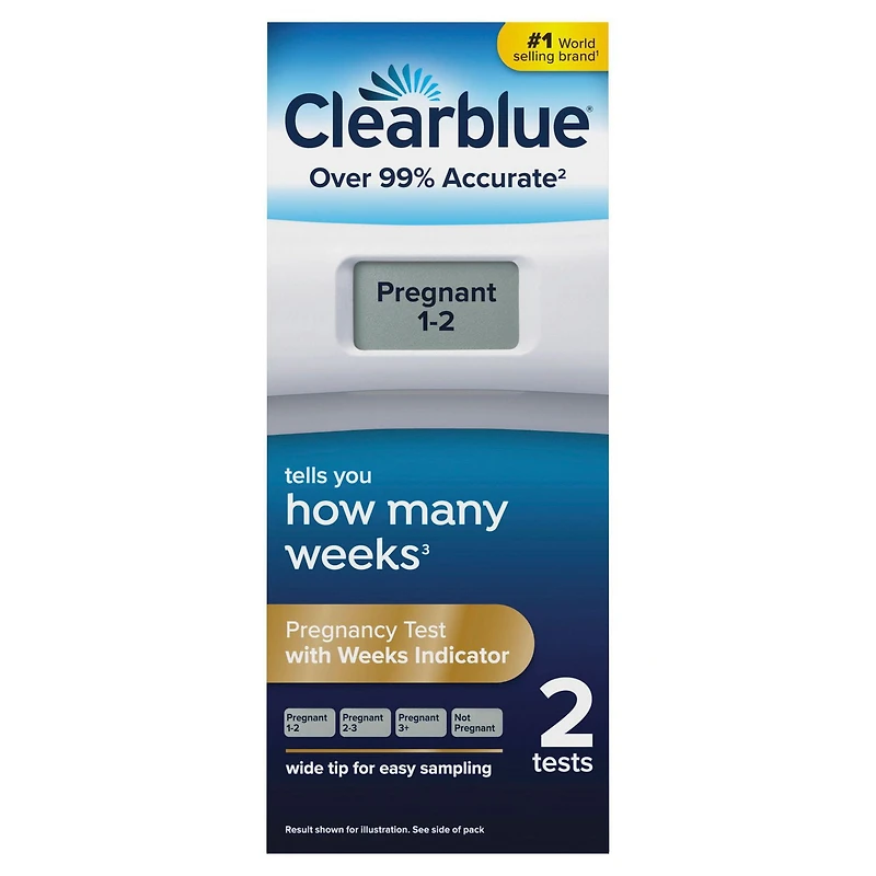 Clearblue Digital Pregnancy Test Kit with Weeks Indicator, Weeks Pregnancy Test, 2 Tests, 2CT