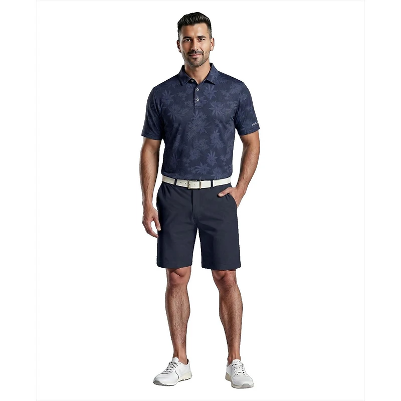 PGAT TOUR Course Essentials Men's All Over Tropical Print Short Sleeve Polo Shirt