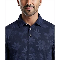 PGAT TOUR Course Essentials Men's All Over Tropical Print Short Sleeve Polo Shirt