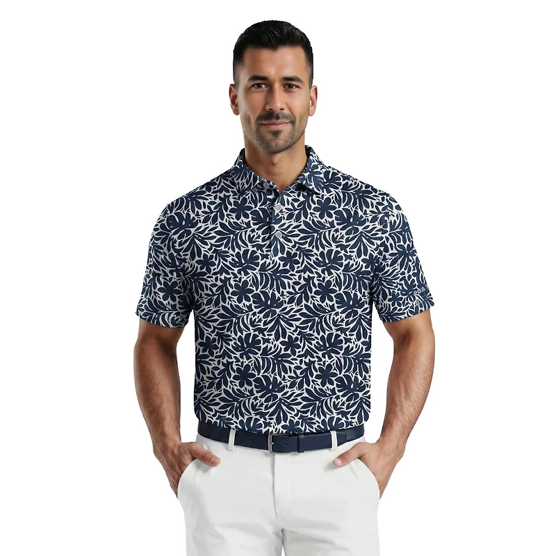 Polo à manches courtes pour homme PGAT TOUR Course Essentials, imprimé tropical intégral