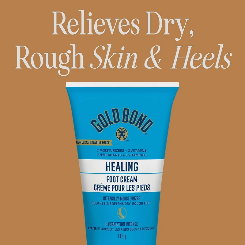 Gold Bond Healing Crème pour les pieds, tube de 113g, crème hydratante non grasse pour les pieds et talons secs et craquelés, avec du jojoba, de l'aloès et de la vitamine A, E et C 113g